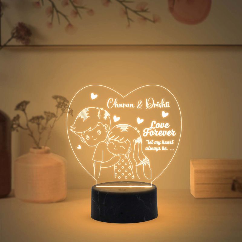 Love Forever Couple Night lamp with Warm White Color Customized with Name Gift for Loveable Person